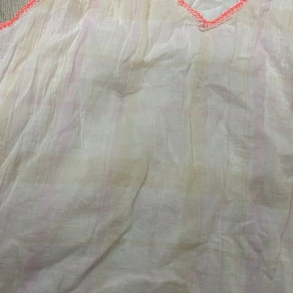 Free people flowly shear White and Orange Sleeveless Dress small